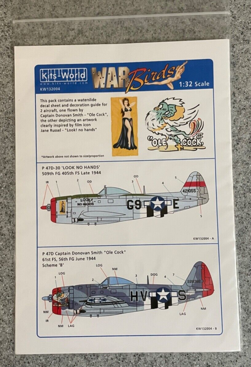 1:32 Kits World Decals KW132004 P-47 Thunderbolt for Hasegawa or Revell 1:32 Kits World Decals KW132004 P-47 Thunderbolt for Hasegawa or Revell