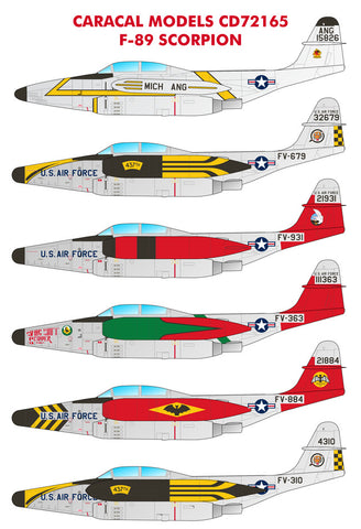 Caracal 1/72 decals F-89 Scorpion for Revell 1/72 F-89D/J kits - CD72165