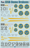 TwoBobs 1/48 scale J35B Demo Drakens decal sheet - 48-181