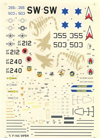 Hi-Decal Line 1/72 decal set for F-16C Viper - 72-021