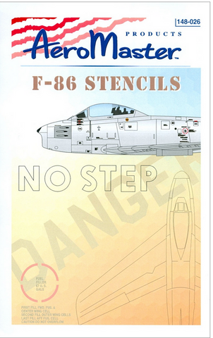 Aeromaster 1/48 scale F-86 Stencils decal sheet - 148-026