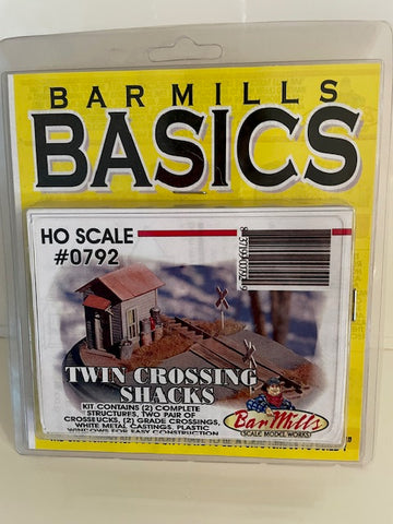 Bar Mills HO Scale Twin Crossing Shacks (2) Laser-Cut Building kit 0792 - NOS