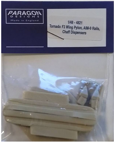 Paragon 1/48 resin Tornado F3 Wing Pylon, AIM-9 Rails, Chaff Dispensers - 4821