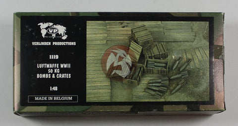 Verlinden 1/48 Resin Luftwaffe WWII 250 KG Bombs & Crates 1123 - NOS