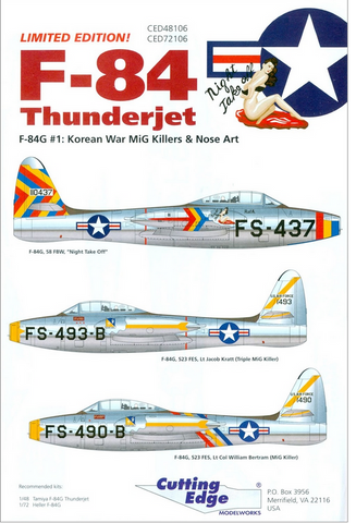 Cutting Edge 1:48 scale SF-84 Thunderjet decal sheet - CED48106
