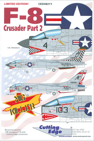 Cutting Edge 1:48 scale F-8 Crusader, Part 2 decal sheet - CED48211