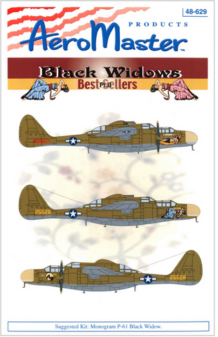 Aeromaster 1/48 scale Best Sellers Black Widows, Part II decals - 48-629