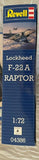 Revell 1/72 scale 3 kit combo: F-15, F-16C and F-22 Raptor kits #04627/33/86