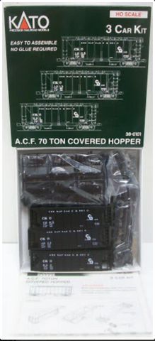 Kato 38-0101 N ACF 70 Ton Covd Hopper Chesapeake & Ohio 3 car KIT/needs Assembly