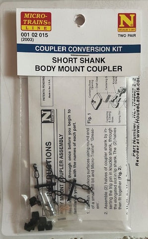 Micro Trains N 2 Pair Unassembled Short Shank Univ Body Mount Coupler MT00102015