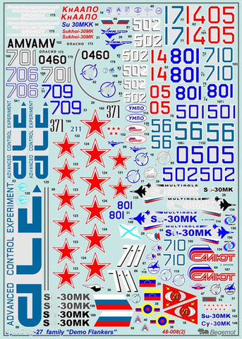 Begemot 1/48 decals for Su-27 Flanker family "Demo-Flankers" - 48-008