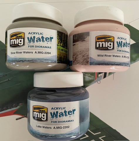Ammo of Mig acrylic watereffects for dioramas - 3 pack bundle #2202/03/04