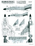Aeromaster 1/48 scale US Navy/Marine F-4 Phantom Stencils decal sheet - 148-027