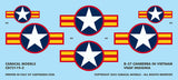 Caracal 1/72 decals B-57 Canberra in Vietnam for Airfix or Testors - CD72119