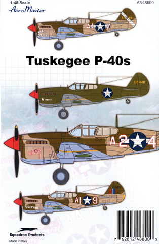 Aeromaster 1/48 scale Tuskegee P-40s decals - Squadron Prods AN48800