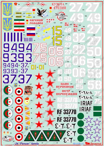 Begemot 1/48 decals for the Su-24 Fencer family - 48-019