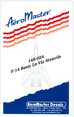 Aeromaster 1/48 scale F-14 Basic Lo-Viz Stencils - decal sheet 148-024