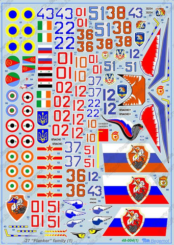 Begemot 1/48 decals for Su-27 Flanker family part 1 - 48-004