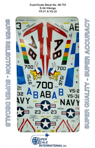SuperScale 1:48 Decals S-3A Vikings VS-21 & VS-32 markings - 48-755