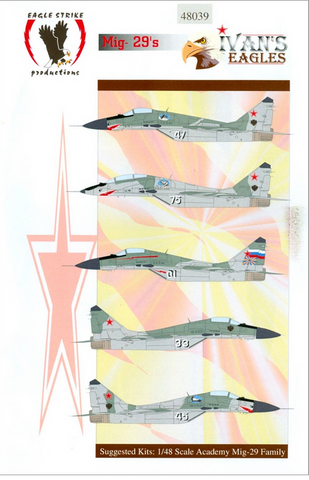 Eagle Strike 1:48 scale Mig-29's Ivan's Eagles decal sheet - 48039