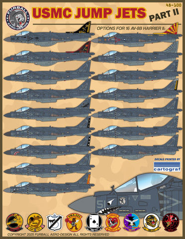 Furball 1/48 decals USMC Jump Jets Pt II Options for 16 AV-88 Harrier IIs 48-100