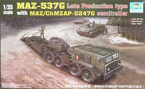 Trumpeter 1/35 scale MAZ-537G (Late) w/ MAZ/ChMZAP-5247G semi-trailer - 00212