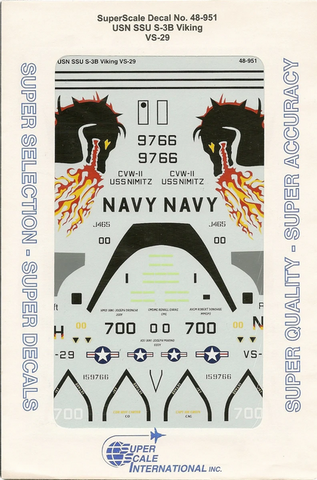SuperScale 1:48 Decals USN SSU S-3B Vikings VS-29 markings - 48-951