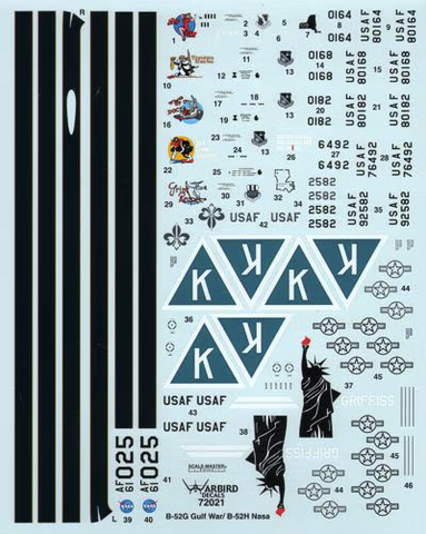 Warbird 1/72 scale decals B-52G Stratofortress Gulf War Markings - 72-021