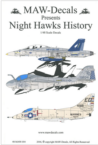 MAW 1/48 scale decals Night Hawks History - 48-MAW-004