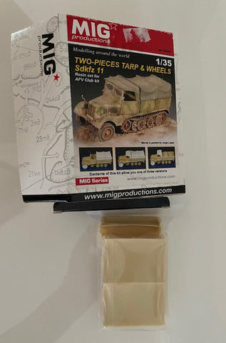 MiG Productions 1/35 resin set Two Tarps & Wheels for Sd.Kfz. 11 for AFV Club