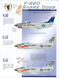 Eagle Strike 1:48 scale F-86D Sabre Dogs, Part I decals for Revell - 48068