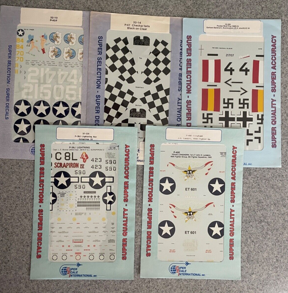 1:32 Super Scale Decals 5 set Combo Pack P-40, P-38, etc SS32Pack1 ...