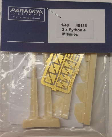 Paragon Designs1/48 scale resin 2 x Israeli Python 4 Missiles with photoetch - 48136