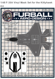 Furball 1/48 Scale F-35A Canopy & Wheel Hub Vinyl Mask Set for Kitty Hawk FMS009