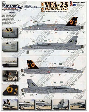 TwoBobs 1/48 scale decals F/A-18C VFA-25 First of Fleet - 48-059