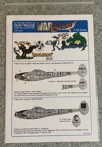 1:32 Kits World Decals KW132041 P-38 Lightning for Trumpeter or Revell