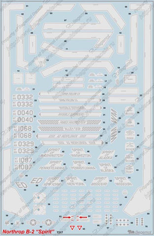 Begemot 1/72 decals for Northrop B-2 Spirit - 72-017