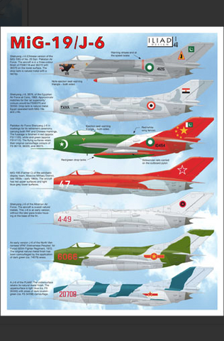 Iliad 1/48 scale MiG-19/Shenyang J-6 decals - 48005
