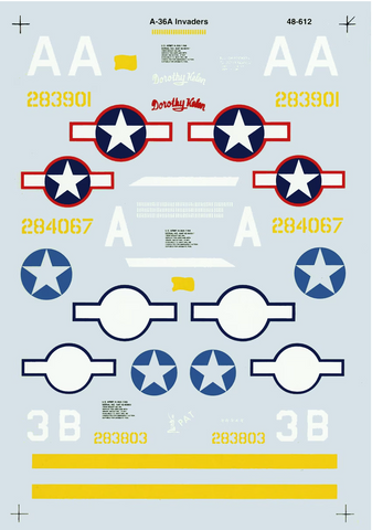 SuperScale 1:48 Decals A-36A Invaders 524th & 382nd FBS/27th FBG - 48-612