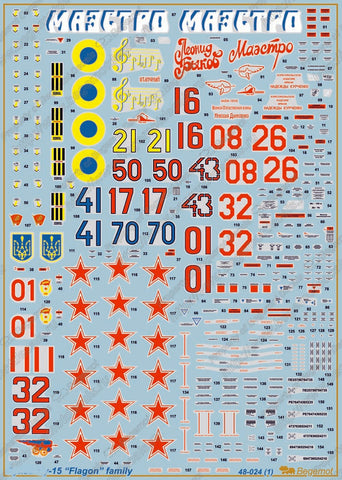 Begemot 1/48 decals for the Sukhoi Su-15 Flagon family - 48-024