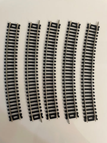 Atlas #153 HO Scale - Code 100 - 22" RADIUS TRACK - BULK - (Black Ties) 5 pcs