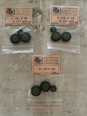 Avia Equipage 1/48 wheels for F-15C/D and F-15, F-22, F-117 late - Combo
