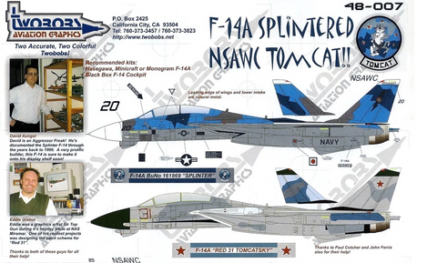 TwoBobs 1/48 scale decals F-14A Splintered NSAWC Tomcat - 48-007