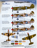 Aeromaster 1/48 scale Tuskegee P-40s decals - Squadron Prods AN48800