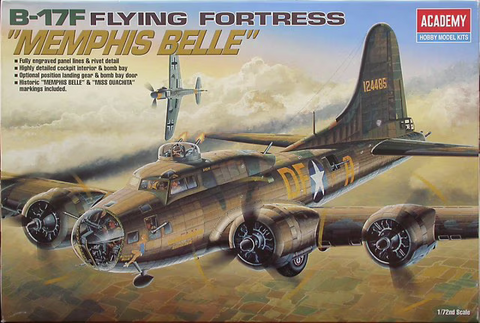 Academy 1/72 Scale B-17F Flying Fortress Memphis Belle aircraft kit - 2188