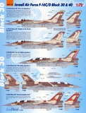 IsraDecal 1/72 scale IAF F-16C/D Block 30 & 40 decals