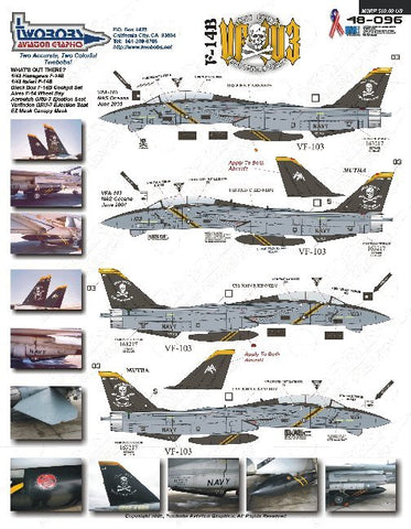 TwoBobs 1/48 scale F-14B Last of the Tomcats 1 decal sheet - 48-096