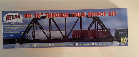ATLAS HO SCALE CODE 83 18" THROUGH TRUSS BRIDGE KIT - BLACK #594