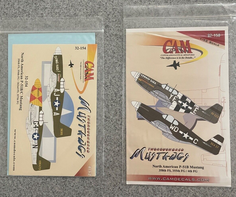 1:32 CAM Decals 32154 & 32158 P-51 Mustang for Trumpeter two decals
