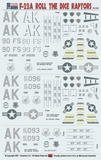 TwoBobs 1/48 scale F-22A Roll The dice Raptors decal sheet - 48-146